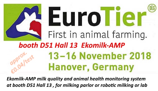 Ekomilk AMP milk quality and animal health mini-lab system at Eurotier Germany November 2018